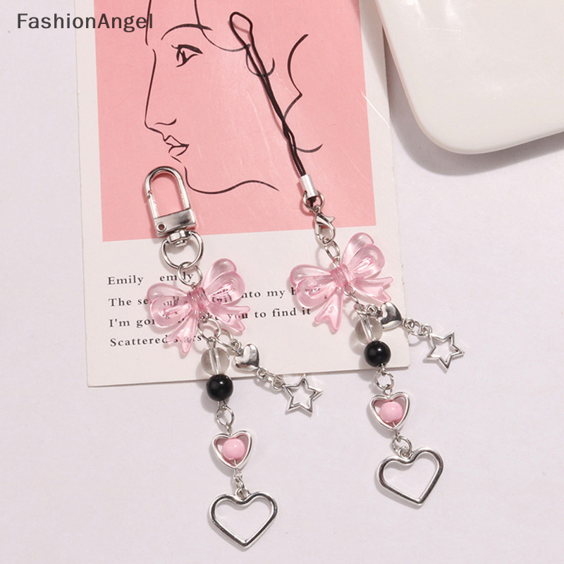 FashionAngel Goth Y2K Điện Thoại Quyến Rũ Nơ Trái Tim Ngôi Sao Móc Khóa Mặt Dây Chuyền Túi Dây Xích Điện Thoại Phụ Kiện Dễ Thương Cho Bé Gái Nữ Trang Sức TH