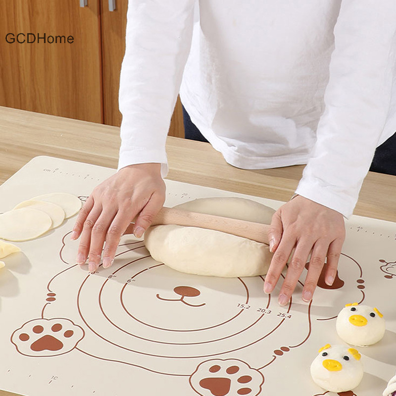 Thảm làm bánh ngọt silicon Gcdhome chống dính, cán bột có thước đo, dùng nướng pizza