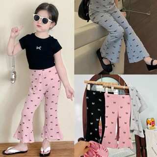 Q05- Quần loe gân hình nơ bé gái siêu cưng Size từ 8-30Kg