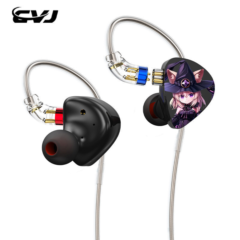 Cvj NIGHTELF mới 6mm + 10mm Dual Dynamic + 8mm Dynamic DLC Màn hình trong tai ba đơn vị Tai nghe HiFi với cáp mạ bạc 3,5mm