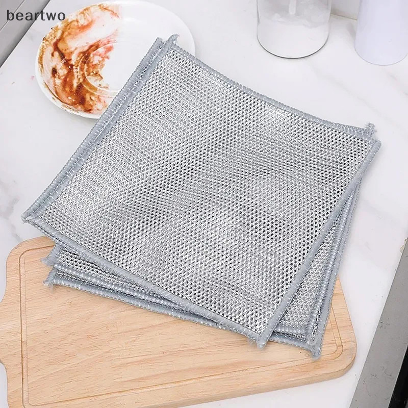 < Beartwo > Dây Thép Khăn Lau Chống Dầu Bếp Nồi Chảo Đĩa Cà Phê Vết Bẩn Khăn Lau Khăn Lau Món Ăn Đẹp