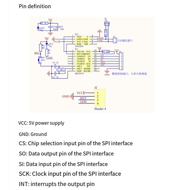 MCP2515 CAN Mô-đun xe buýt Mô-đun xe buýt Mô-đun PCB TJA1050 Thu SPI cho 51 Bộ DIY Chương trình vi điều khiển thông thường