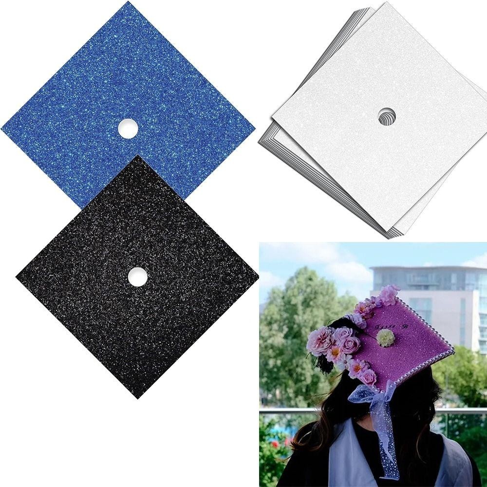 Nhãn dán DUSKGLOW EVA, Mũ tốt nghiệp đại học Topper Mũ tốt nghiệp Nhãn dán trang trí, Đồ dùng dự tiệc Lễ cấp độ Tự dính Long lanh Mũ tốt nghiệp