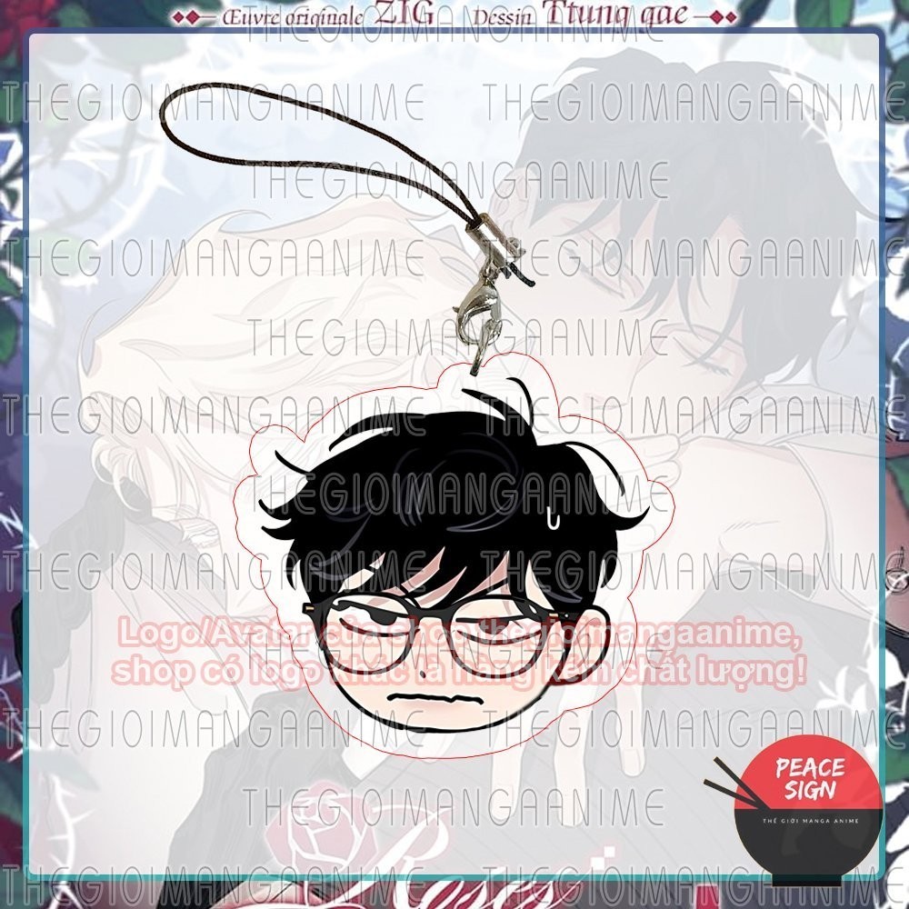 Dây treo điện thoại ROSES AND CHAMPAGNE ver BIỂU CẢM Hoa Hồng và BL in hình anime mica acrylic xinh xắn