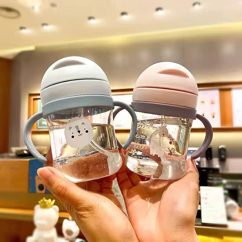 【SKISOPGO】Chai nước trẻ em Học uống cốc Chai nước rơm trẻ em Silicone ống hút Van chống nghẹt thở cao cấp