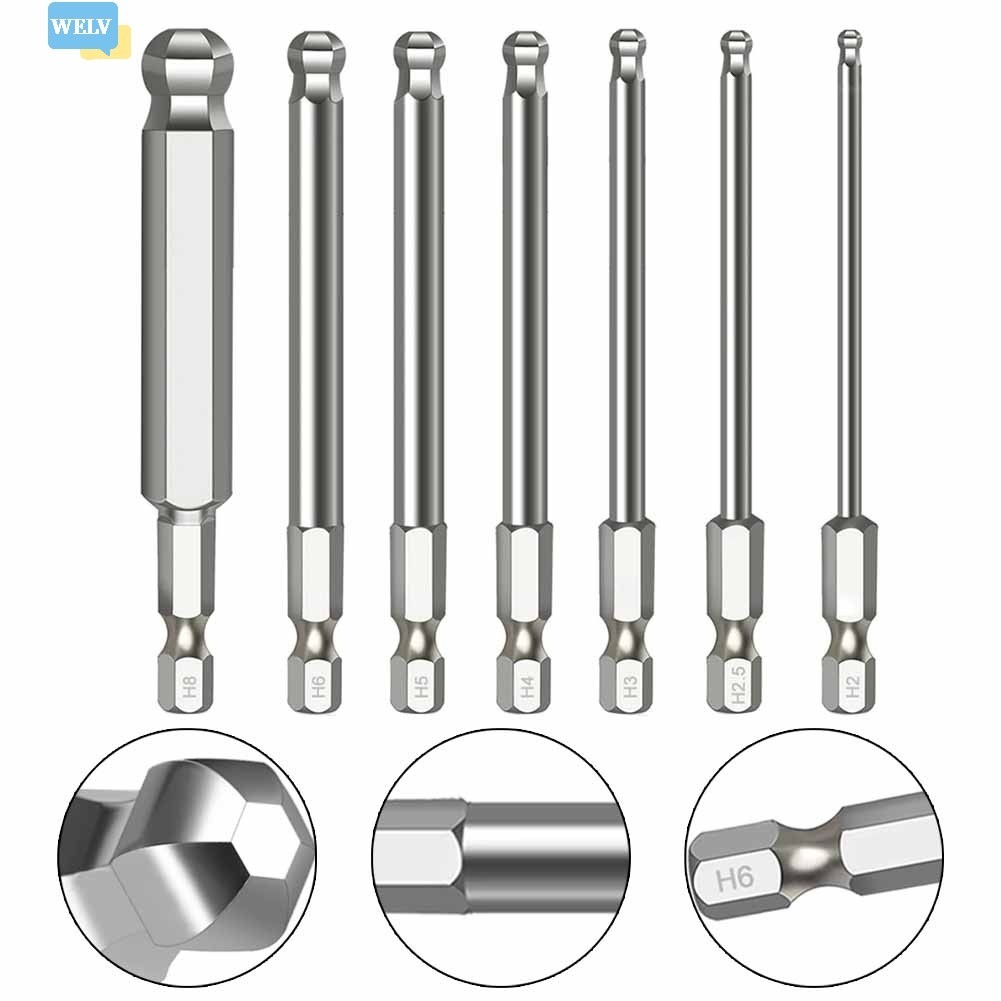 < Welv > 1 Mũi tuốc nơ vít lục giác đầu bi Hệ mét Mũi lục giác dài 65mm Bit trình điều khiển từ tính