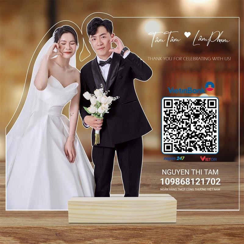 Bảng quét mã QR để bàn theo yêu cầu dùng trong các ngày lễ cưới như là hộp mừng cưới- Quà Tặng Sango