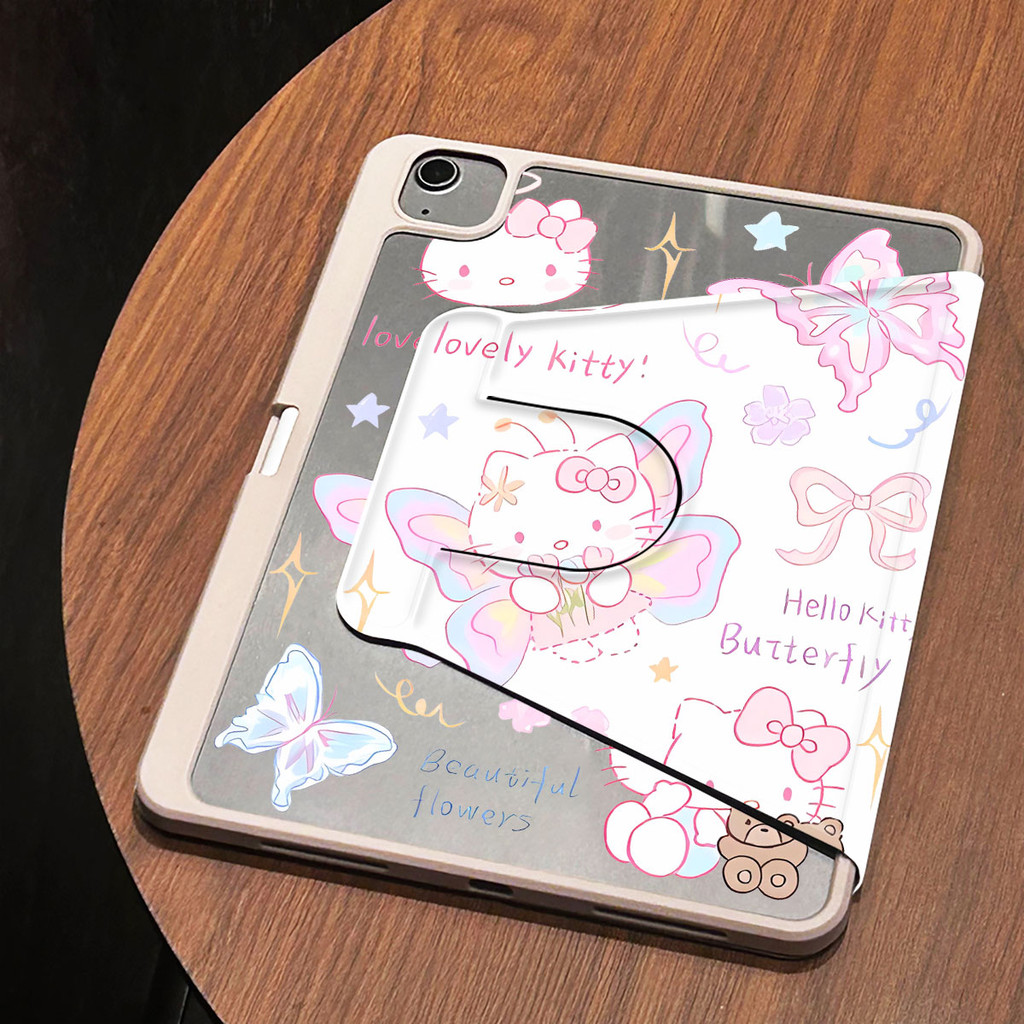 Ốp lưng máy tính bảng Hello Kitty cho iPad 2022pro11 gen8 air5 10.9 2024air6 11 inch thế hệ10th 2018pro gen7 gen5 mini6 air3 air4 gen6 air1 2 gen9 10.2 Vỏ bảo vệ xoay 360 độ