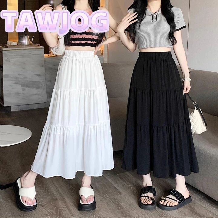 Váy Maxi TAWJOG, Váy Dài Xếp Ly Tầng, Váy Boho Eo Co Giãn Flowy Cổ Điển 2024