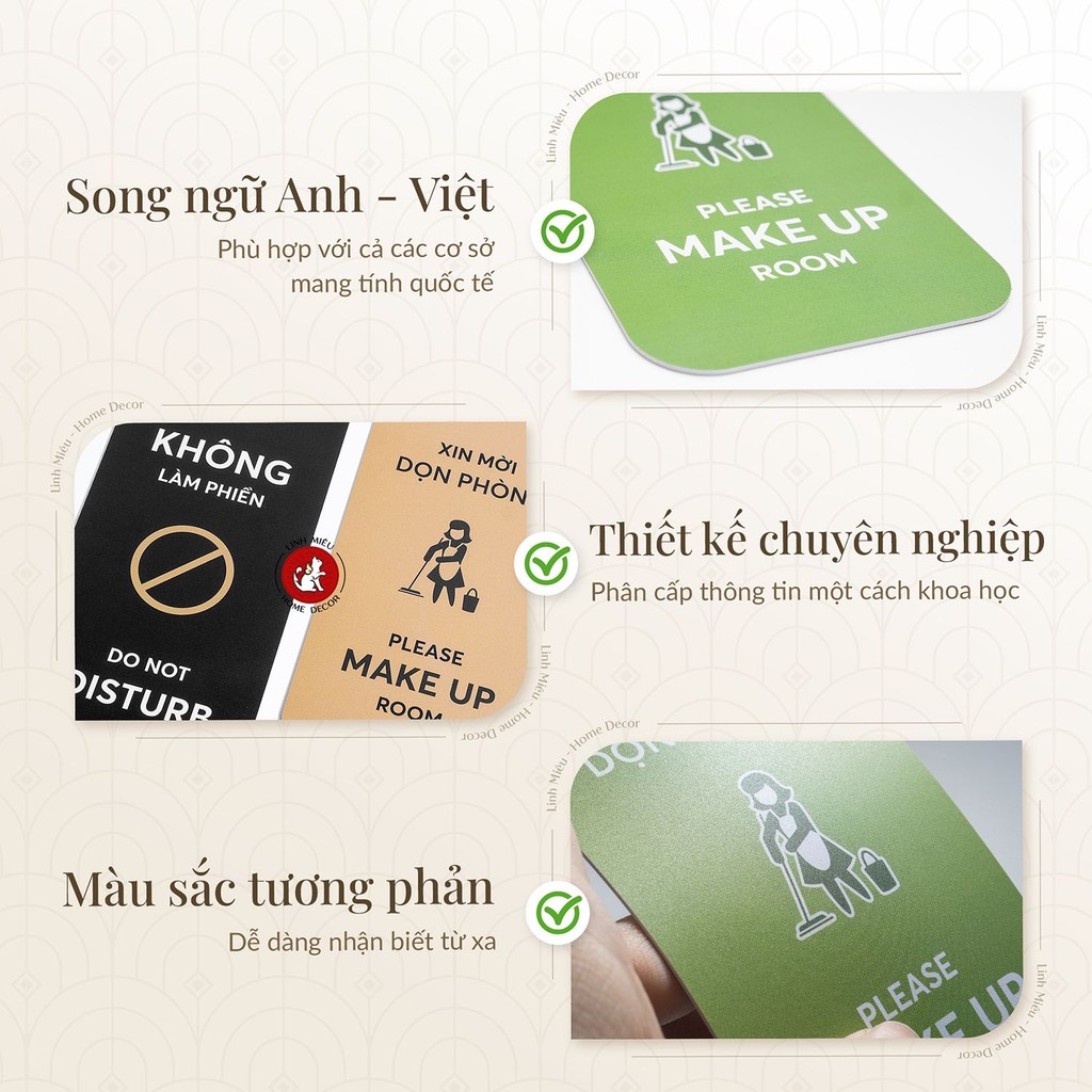 Thẻ treo cửa PVC cán mờ in logo khách sạn trên tay nắm cửa phòng