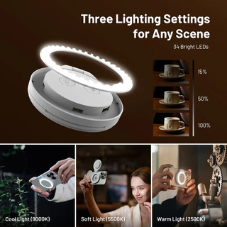PGYTECH Đèn di động MagSafe Vòng từ tính Neo trực tiếp Selfie cầm tay Làm đẹp Mini