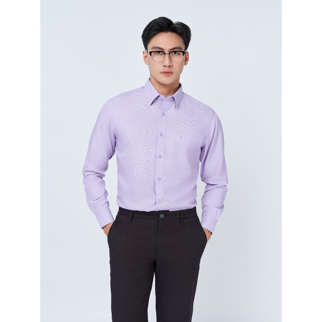 Sơ mi dài tay vạt tròn VIETTIEN vải Viscose phom REGULAR VT00000316