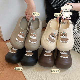 Xixitaio Fun Puppy Mặc Bên Ngoài Dép Lười Phong Cách Mới Bé Gái EVA Đế Mềm Mules