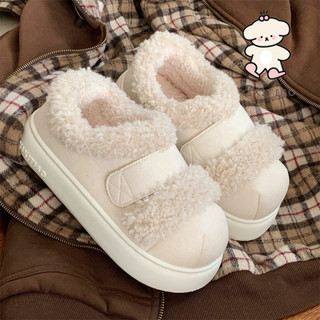 Xixitiao Nữ Thời Trang Màu Sắc Phù Hợp Với Cừu Len Giày Cotton Mùa Thu Đông Phong Cách Mới Phiên Bản Hàn Quốc Thường Ngày Ấm Áp Sang Trọng Giày Trắng