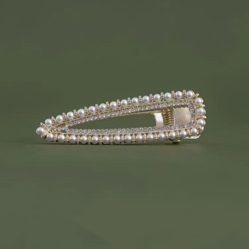 Mauropoli [Sẵn Sàng] Kẹp Tóc Màu Đen Tinh Tế Retro Nữ Kim Cương Giả Nổ Gãy Kẹp Tóc Bên Kẹp Tóc Cao Cấp Kẹp Mỏ Vịt Phụ Kiện Tóc