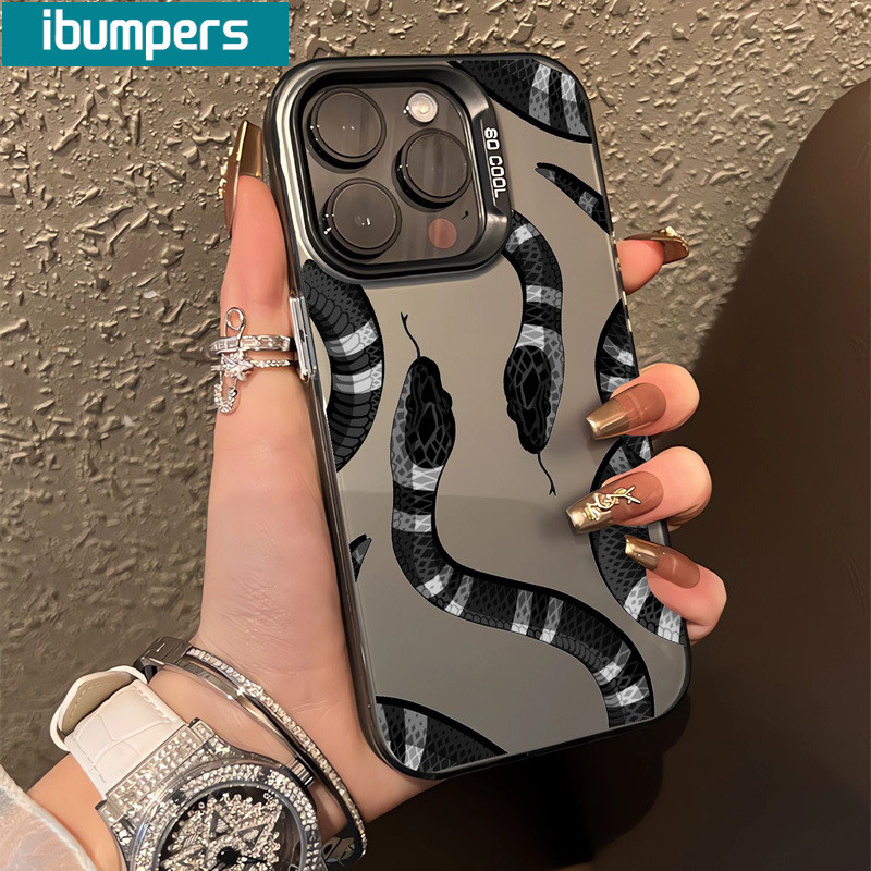 ibumpers Ốp Lưng IPhone Cool Thời Trang Họa Tiết Rắn Ốp Điện Thoại IMD Cứng Trơn Chống Bẩn Chống Sốc Cho IPhone 16 15 14 12 13 11 Pro Max