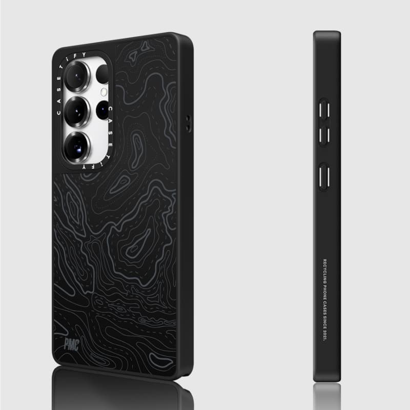 Casetify X Ốp lưng không-thời gian biến dạng Matte Black & Sliver Mirror Vỏ hút từ tính Samsung Galaxy S23 S24 S25 Ultra Plus Mặt sau cứng có hộp khắc logo