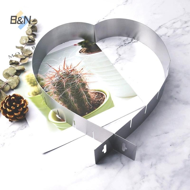 Khuôn Làm Bánh B & N Hình Trái Tim Thép Không Gỉ Có Thể Điều Chỉnh Có Thể Thu Vào Mousse Nhẫn Trái Tim Khuôn Socola Phụ Kiện Làm Bánh (7,8-15.7inch).