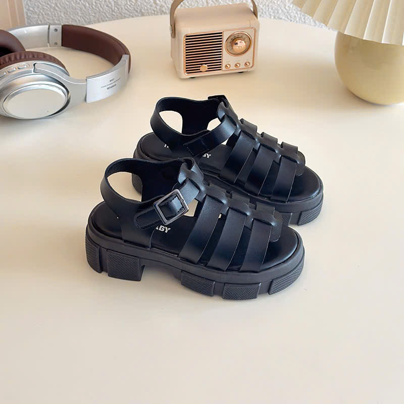 sandal bé gái dép quai hậu cho bé quai chéo êm chân QCCC full hộp trắng đen cho bé từ 3 tuổi có gót V1029