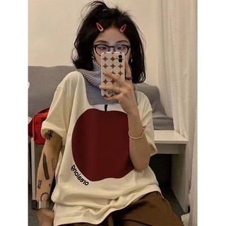 M-4XL Size Lớn Áo Thun Nữ Béo MM Size Lớn Rời Tay Ngắn Top 150kg Áo Thun Nữ Mùa Hè Apple In Hình Dễ Thương Rời Thường Ngày Top Nữ Hợp Thời Trang Vừa Size Lớn Quần Áo Nữ