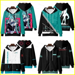 Gn Hatsune Miku Áo Unisex Top Dài Tay Dây Kéo Áo Anime Thường Ngày Rời Đồ Họa Áo Ngoài Plus SIze NG
