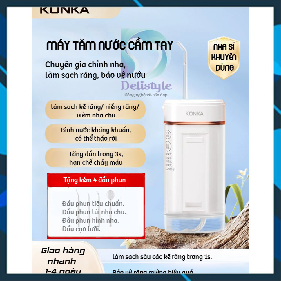Máy Tăm Nước Cầm Tay Du Lịch KonKa Làm Sạch Kẽ Răng Niềng Răng Viêm ...