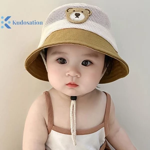 Kudosation Bé Mùa Hè Người Cá Mũ Gấu Dễ Thương Tập Đi Trẻ Em Lưới Thoáng Khí Mũ Chống Nắng Bãi Biển Ngoài Trời Bé Trai Bé Gái Panama Người Cá Mũ