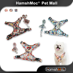 Hamshmoc Dây nịt chó phong cách Trung Quốc và ít nhất Bộ dây đeo ngực thú cưng thoáng khí có thể điều chỉnh Dây dẫn bền sáng tạo cho chó Phụ kiện đi bộ