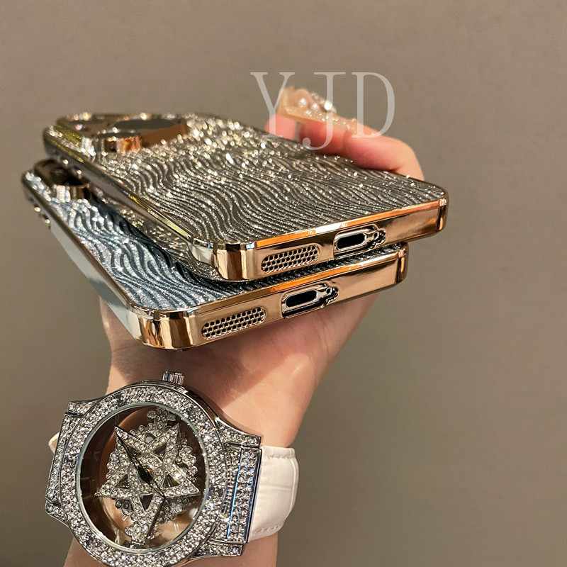Ốp Lưng Cho Huawei Pura 70 Ultra 70Pro + Water Ripple TPU Khung Mạ Điện Thoại Chống Rơi