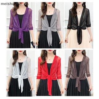 Meisha888 Áo khoác sành điệu Cardigan nửa tay phía trước Áo khoác ren nữ mỏng Áo khoác ngắn đẹp