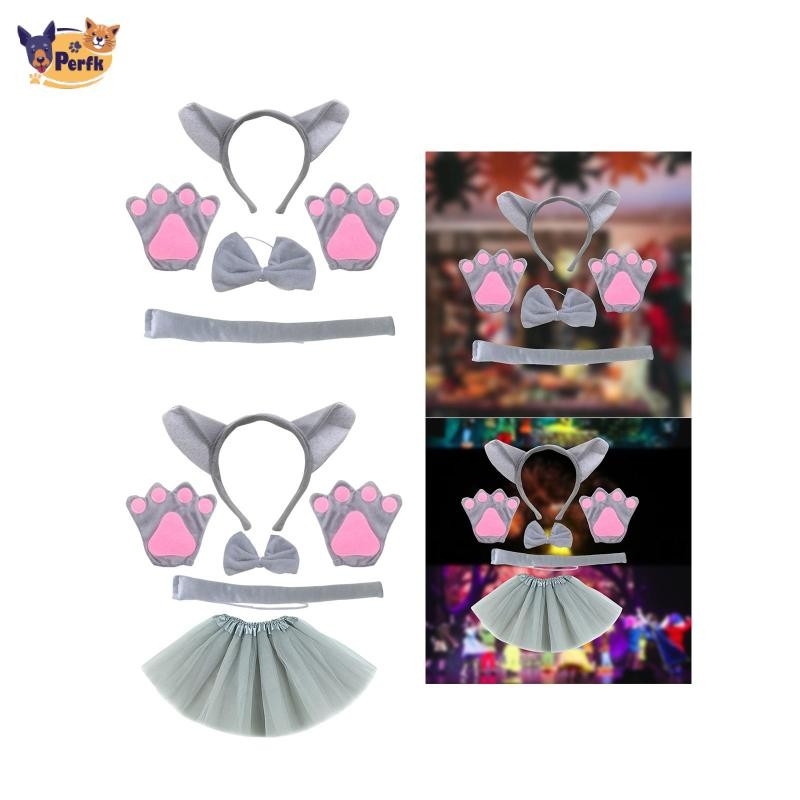 Phụ kiện trang phục sói trẻ em Tai Băng đô Paws Bow Tie Tail cho lễ hội