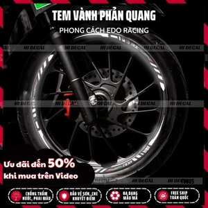 Tem dán vành phản quang EDO Racing full 2 vành cho xe SH Vision XSR |TV005| Decal tem vành phản quang cao cấp chống nước