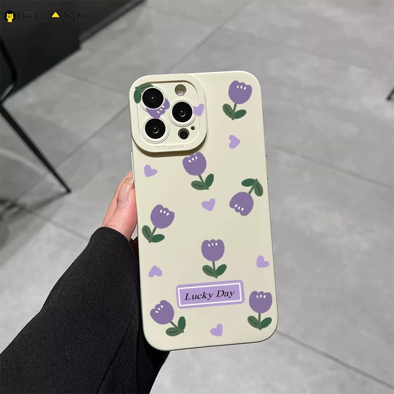 Dành Cho Samsung Galaxy S10 S9 S8 Plus Lite S10 + S10e S9 + S8 + Ốp Điện Thoại Dễ Thương Tím Tulip Hoa Nhãn Hoa Chấm Bi Màu Trắng Mờ Đơn Giản Vỏ Silicon Mềm