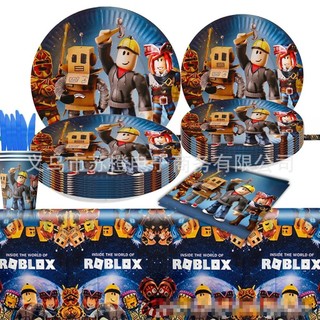 G13 Roblox Trang trí theo chủ đề kỷ niệm tiệc sinh nhật tấm giấy biểu ngữ khăn trải bàn Bộ đồ ăn dùng một lần G13