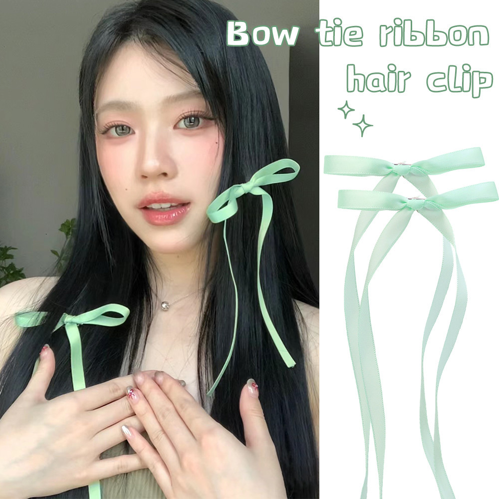Kẹp Tóc Nơ Xanh Bạc Hà - 1 Cặp Kẹp Tóc Nơ Cổ Tích Cho Bé Gái - Phong Cách Ba Lê, Thời Trang, Ngọt Ngào, Dễ Thương - Mũ Buộc Tóc Phổ Biến Hàn Quốc - Phụ Kiện Tóc Đuôi Ngựa Đôi