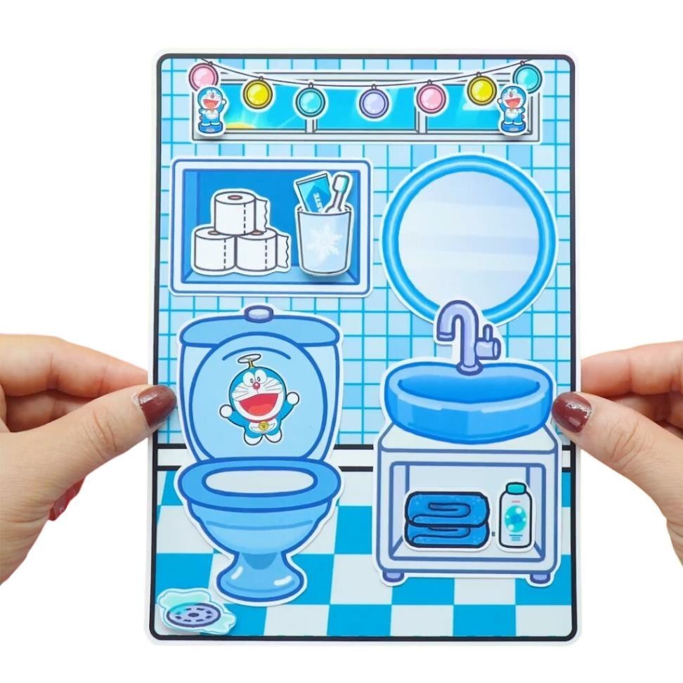 Đồ chơi bé gái ngôi nhà búp bê bằng giấy thủ công tocaboca học liệu bóc dán thông minh đồ chơi cho bé gái cô tiên xanh