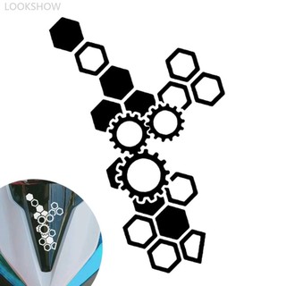 Lookshow Xe Máy Mặt Trước Fender Dán Sửa Đổi Tổ Ong Gear Phản Quang Decal Chống Thấm Nước D9U6