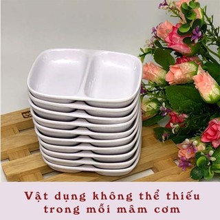 Combo 10 Bát Nước Chấm 2 Ngăn, Đĩa Chấm Nhựa Nhỏ Gọn Tiện Lợi Cho Gia Đình, Nhà Hàng 1205
