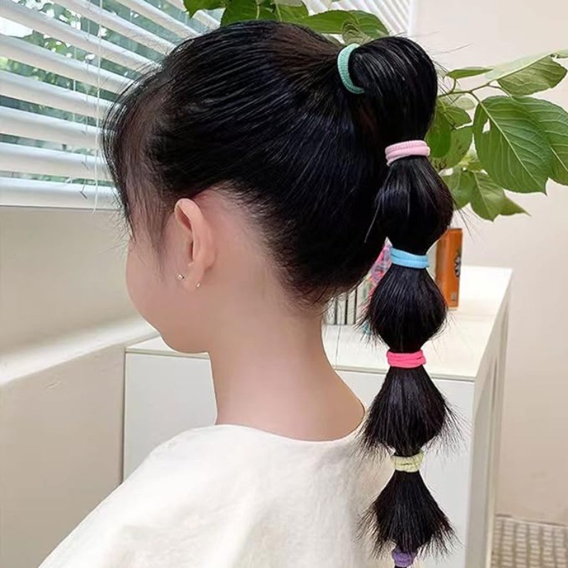 100 Dây Buộc Tóc Co Giãn Nylon Nhiều Màu Sắc Cho Bé Gái - Phụ Kiện Tóc Cho Bé Thời Trang Đuôi Ngựa