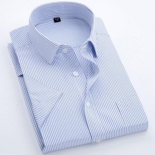 Áo sơ mi ngắn tay nam mùa hè Chất lượng cao Mềm mại thoải mái Công sở Áo sơ mi sọc nam Slim-fit Áo sơ mi ngắn tay thoáng khí Ve áo