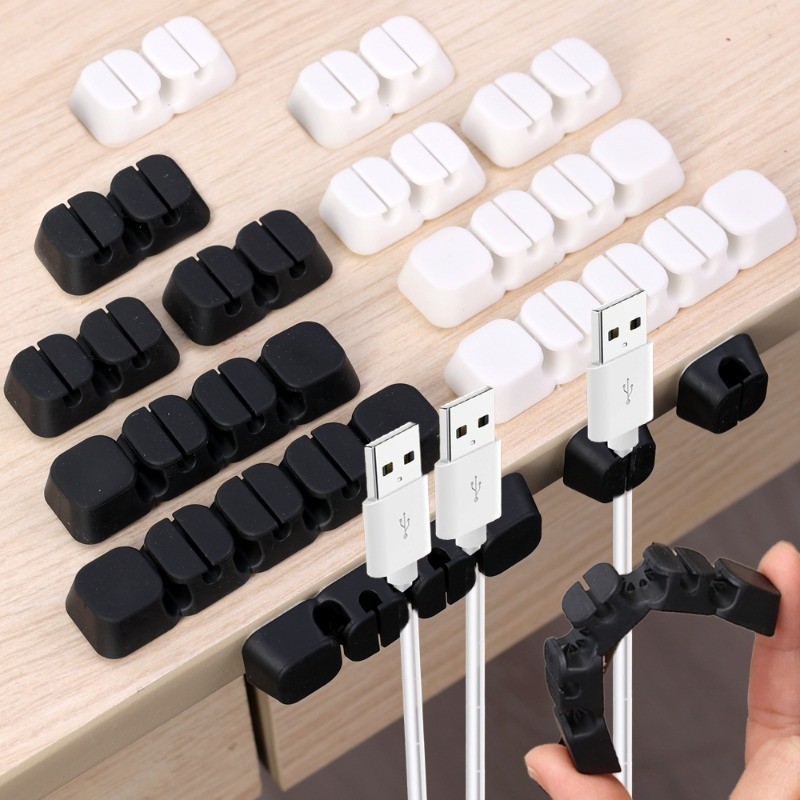 [Nổi bật] Kẹp cố định cáp hình bánh mì - Cuộn dây dữ liệu - Bộ sắp xếp dây ổ cắm - Tự dính, Di động - Kẹp dây thiết bị - dành cho văn phòng, phòng ngủ nhà bếp