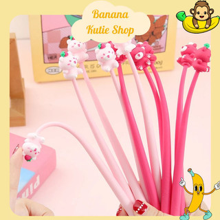 [Mực Đen] Bút Bi Silicon Thân Mềm Sweet Lúc Lắc, Bút Bi Mực Gel Khô Nhanh, Mực Đều, Nét Chữ Đẹp
