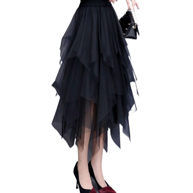 Váy Drape mỏng hơn không đều lưới A.t.a