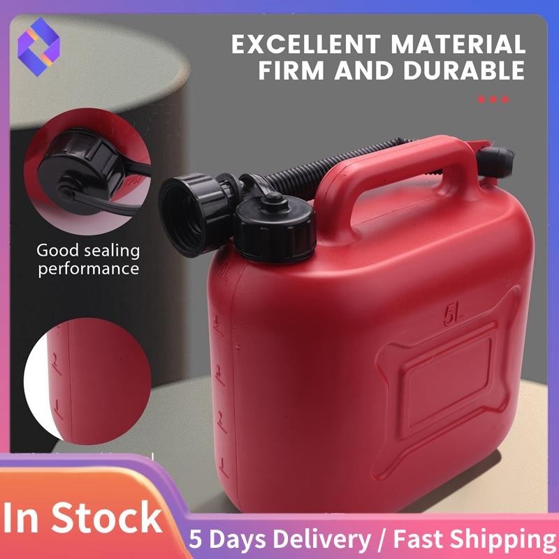 Bình Nhiên Liệu Ô Tô 5L Có Thể Dự Phòng Nhựa Xăng Gas Hộp Đựng Nhiên Liệu Chống Tĩnh Điện Có Ống Cho Xe Du Lịch