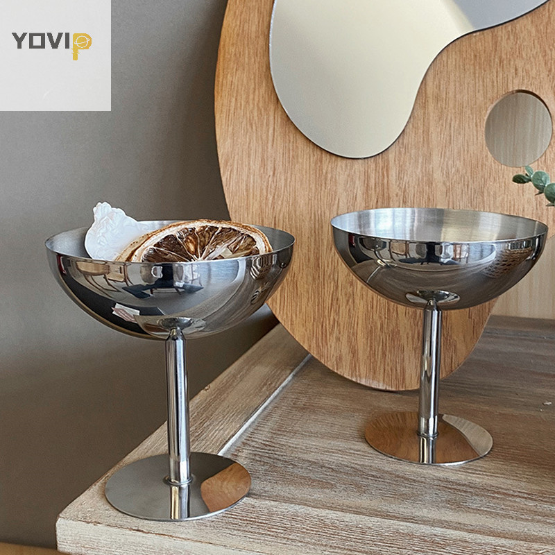 Yovip 2023 Cốc Inox Mới Cốc Kem Món Tráng Miệng Salad Đĩa Trái Cây Ăn Nhẹ Đĩa KTV Thanh Tiếp Liệu VN