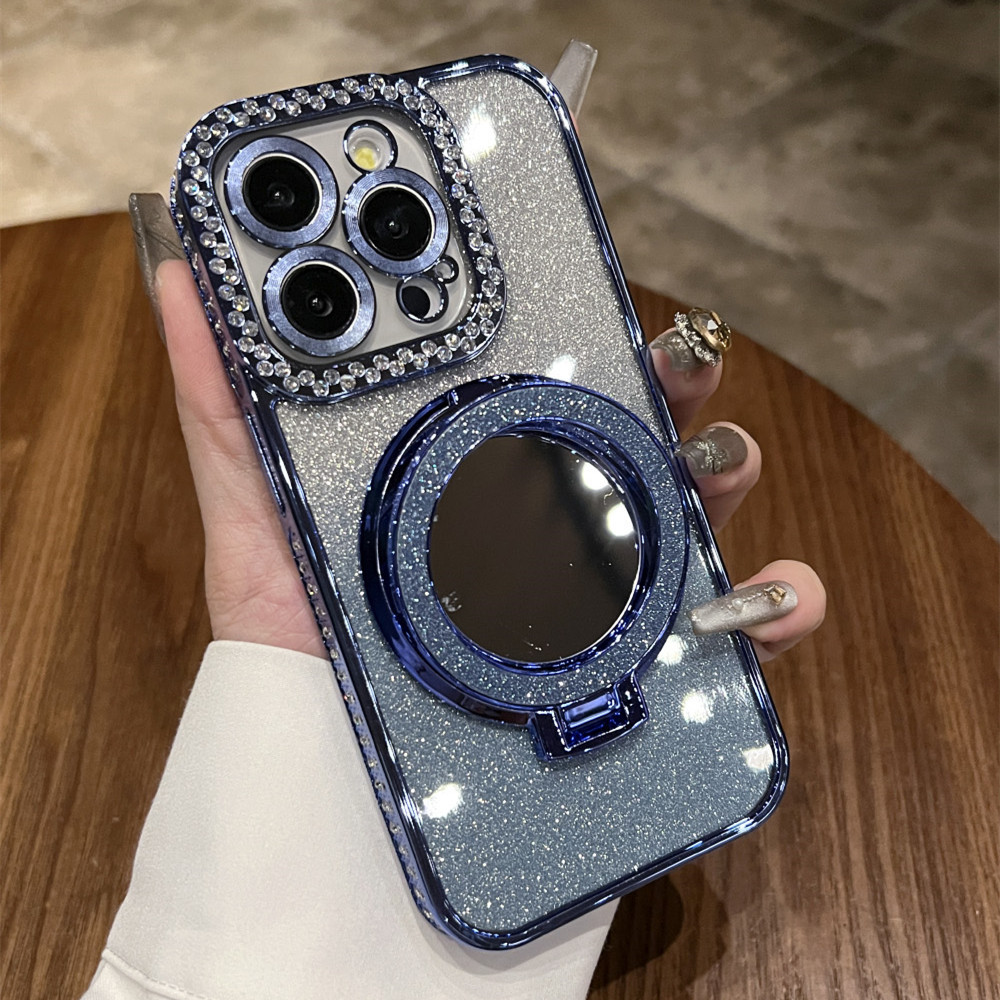 Gương trang điểm mạ giá đỡ từ tính Vỏ điện thoại iphone15 Pro Max 14 13 12 11 vỏ cho vỏ iPhone Vỏ mềm TPU silicon Vỏ bảo hiểm toàn diện chống sốc