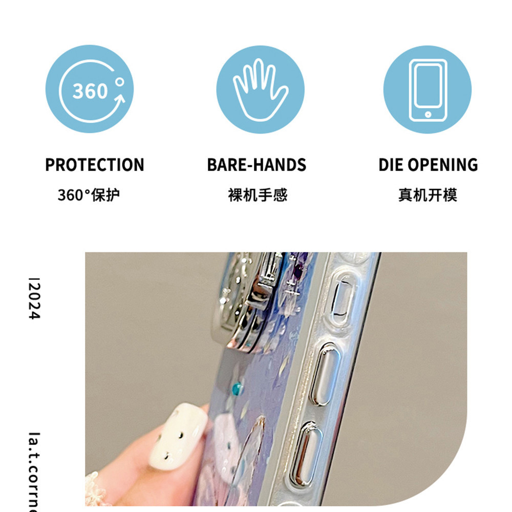 Phim bảo vệ khung ống kính vô hình Vỏ điện thoại cho iPhone 15pro Max 11 12 13 14 15 Pro Max 14 Plus 12pro 15pro Ốp lưng họa tiết bướm hoa màu xanh có vòng tay