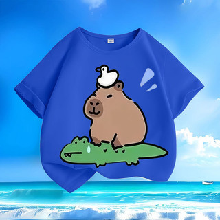 2024 Capybara Hoạt Hình Đáng Yêu Động Vật Trẻ Em Mùa Hè Áo Thun Cổ Tròn Tay Ngắn