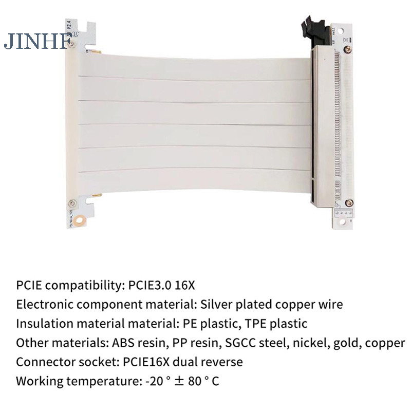 Jinhf PCIE 3.0 X16 Riser Cáp Tốc Độ Cao Linh Hoạt Hai Mặt 180 Độ GPU Cáp Nối Dài Cho RTX 4090 4080 4070 Cho RX 7900 XT HOT