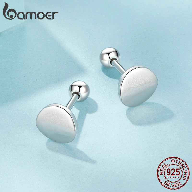 Bamoer 925 Sterling Sliver Studs Bông Tai Ngôi Sao Tròn Trang Sức Quà Tặng Cho Nữ